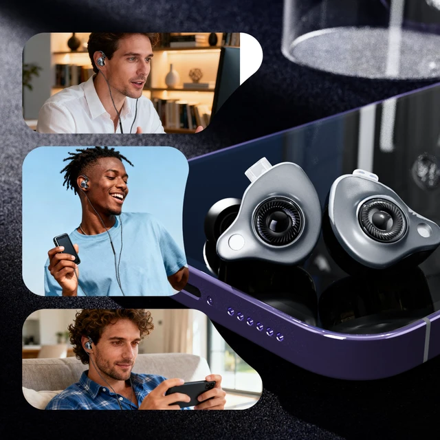 Alt view image 6 of 7 - in Ear Monitor Headphones with Mic,USB C,Gray,10mm Driver 10mm Dynamic Driver,Detachable 4N OFC Cable,HiFi IEM Earphones for Gaming and Gift Giving