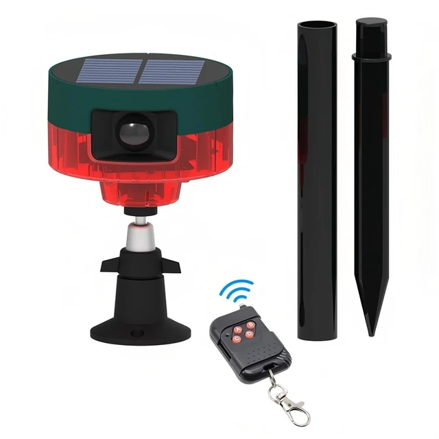 Main image of Solar Motion Sensor Alarm Repellent 360°Motion Detector Loud Siren LED Flashing Light IP55 Waterproof with Remote High Volume Voice Recording for Farm Home Barn Yard