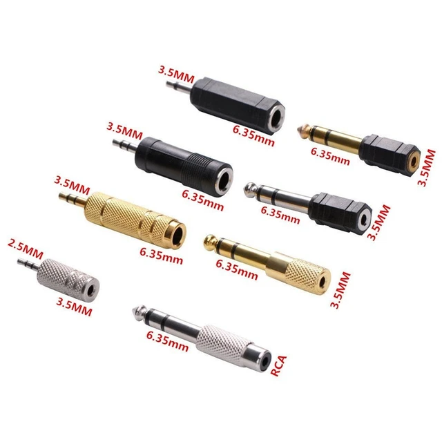 Alt view image 6 of 7 - 8 Pieces Audio Adapter Set - Gold Stereo 6.35mm 1/4inch to 3.5mm 1/8inch and 3.5mm to 2.5mm Mic Plug Connector