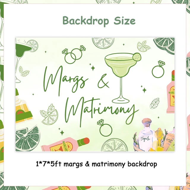 Alt view image 6 of 6 - 7*5ft Margs and Matrimony Bachelorette Decorations Backdrop Margarita Backdrop Banner Cinco De Mayo Mexican Fiesta Banner Bridal Shower Party Supplies for Cactus Engagement Wedding Carnival