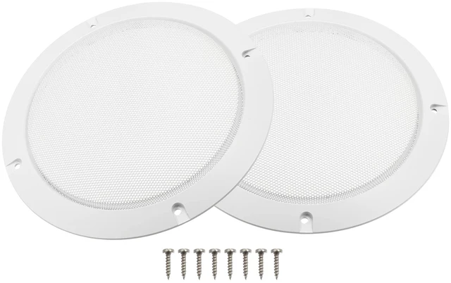 Main image of 6.5" Car Metal Speaker Cover Mesh Subwoofer Grill Horn Guard with 8 Screws White, 2 Pcs