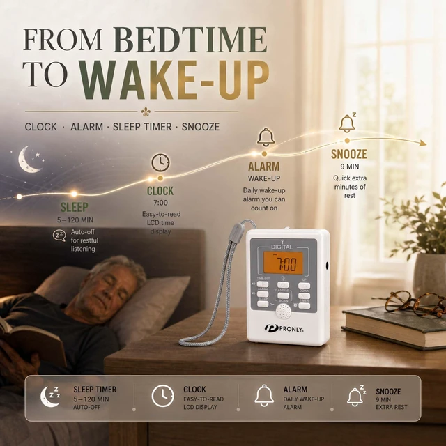 Alt view image 3 of 7 - 805 Portable Radio AM FM, Pocket Radio with SOS Alert & Flashlight Easy Listening with Auto Scan, Alarm Clock, Sleep Timer and Key Lock