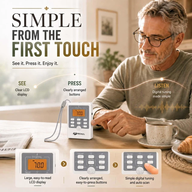 Alt view image 4 of 7 - 805 Portable Radio AM FM, Pocket Radio with SOS Alert & Flashlight Easy Listening with Auto Scan, Alarm Clock, Sleep Timer and Key Lock