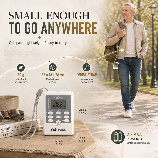 Alt view image 7 of 7 - 805 Portable Radio AM FM, Pocket Radio with SOS Alert & Flashlight Easy Listening with Auto Scan, Alarm Clock, Sleep Timer and Key Lock