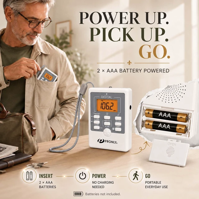 Alt view image 6 of 7 - 805 Portable Radio AM FM, Pocket Radio with SOS Alert & Flashlight Easy Listening with Auto Scan, Alarm Clock, Sleep Timer and Key Lock