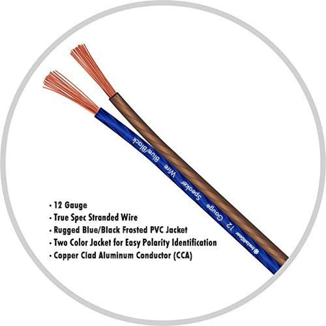 Alt view image 2 of 4 - 12 Gauge Speaker Cable (30ft - Blue/Black) - Car & Home Theater Speaker Wire for Stereos, Surround Sound, Radio