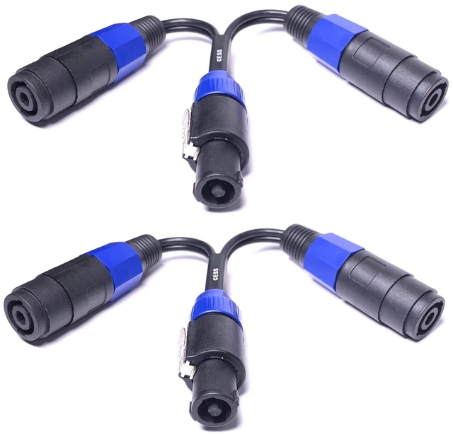 Main image of Speakon 1 Male to 2 Female Splitter, 2-Pack (1 Male to 2 Female) Speaker breakout design for compatible amplifier connections
