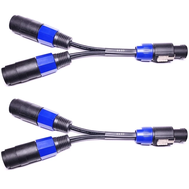 Alt view image 2 of 7 - Speakon 1 Male to 2 Female Splitter, 2-Pack (1 Male to 2 Female) Speaker breakout design for compatible amplifier connections