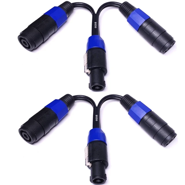 Alt view image 6 of 7 - Speakon 1 Male to 2 Female Splitter, 2-Pack (1 Male to 2 Female) Speaker breakout design for compatible amplifier connections