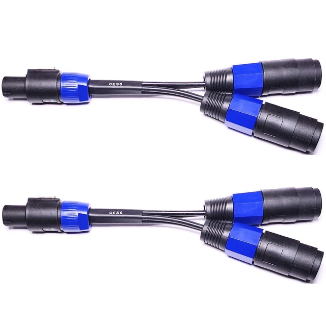 Alt view image 7 of 7 - Speakon 1 Male to 2 Female Splitter, 2-Pack (1 Male to 2 Female) Speaker breakout design for compatible amplifier connections