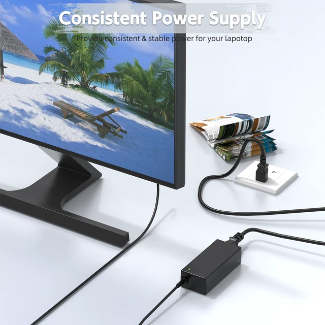 Alt view image 5 of 7 - 19V 3.42A, 65W Cable, Durable, Compatible with ASUS Monitors 19 3.42 Amperios stable output; Negro, Plástico; compact safety-protected travel-ready design for home office and travel use