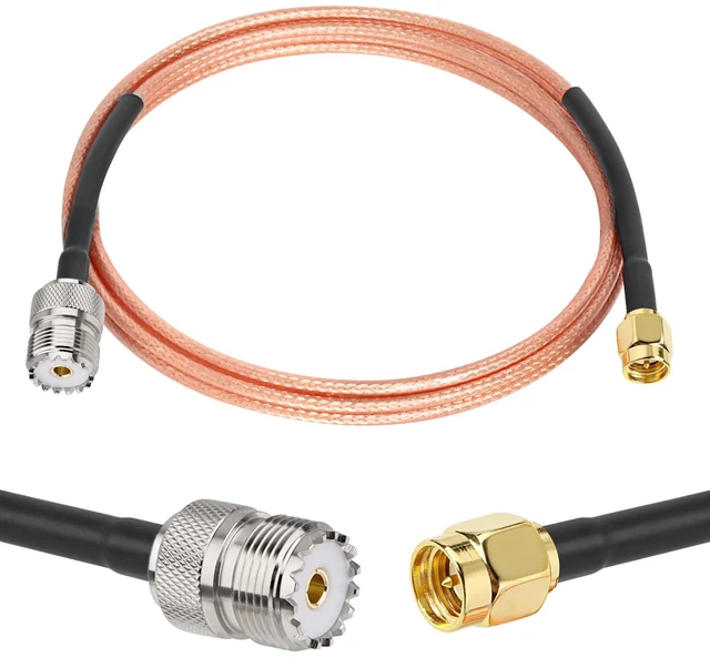 Main image of SMA Male to SO239 RG316 Cable 6FT - SMA Male to SO239 UHF Female Antenna Cable - High Performance Low Loss - for Ham Radio, CB Radio, Antenna, Receiver, Transmitter