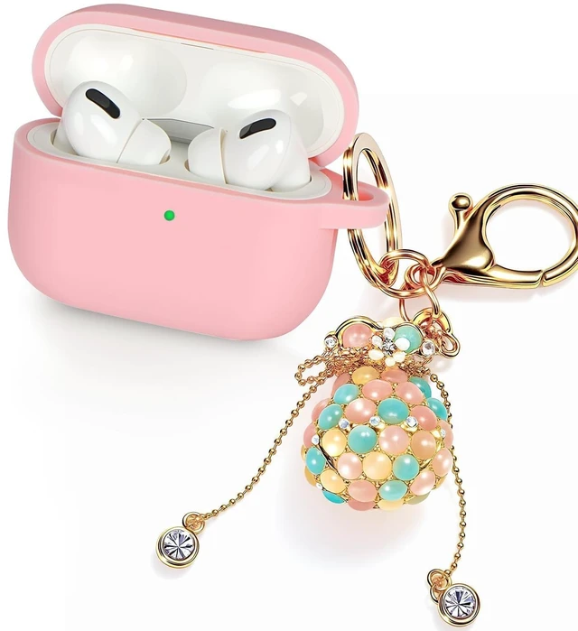 Main image of Full-Coverage dustproof Design for AirPods Pro 3 Case Cover with Cleaner Kit, Soft Silicone Cover for AirPods Pro 3rd Generation Comes with Keychain,Pink Lucky Bag Charm