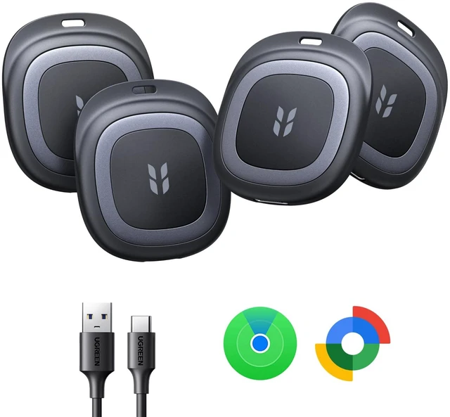 Main image of FineTrack Duo2 Tracker Tags 4Pack Key Finder USBC Rechargeable Compatible with Apple Find My & Google Find Hub,Tracker Tag for Keys, Wallet, Luggage, Backpack