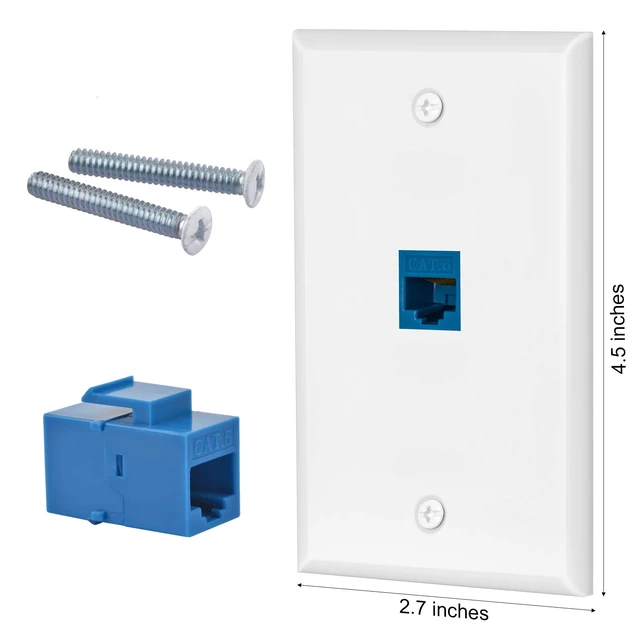 Alt view image 2 of 5 - cat6 Ethernet Wall Plate Outlet 1 Port RJ45 Network Female to Female Keystone wall Coupler Jack Plate (1 Cat6 5 Packs, Blue)