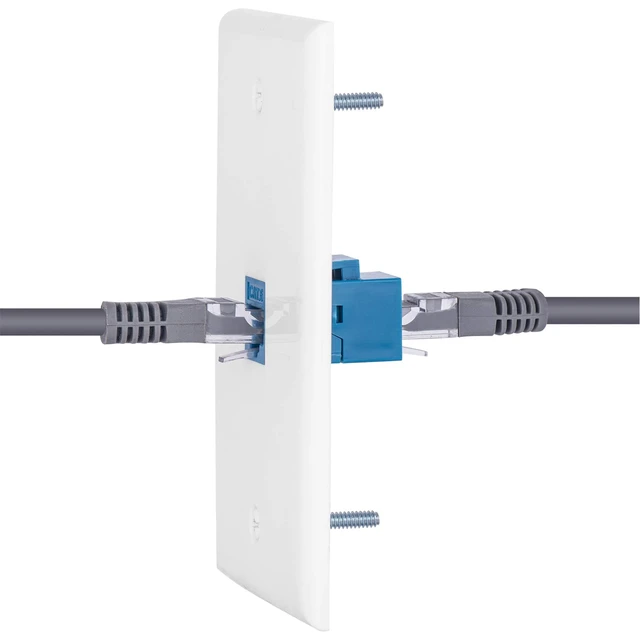 Alt view image 3 of 5 - cat6 Ethernet Wall Plate Outlet 1 Port RJ45 Network Female to Female Keystone wall Coupler Jack Plate (1 Cat6 5 Packs, Blue)