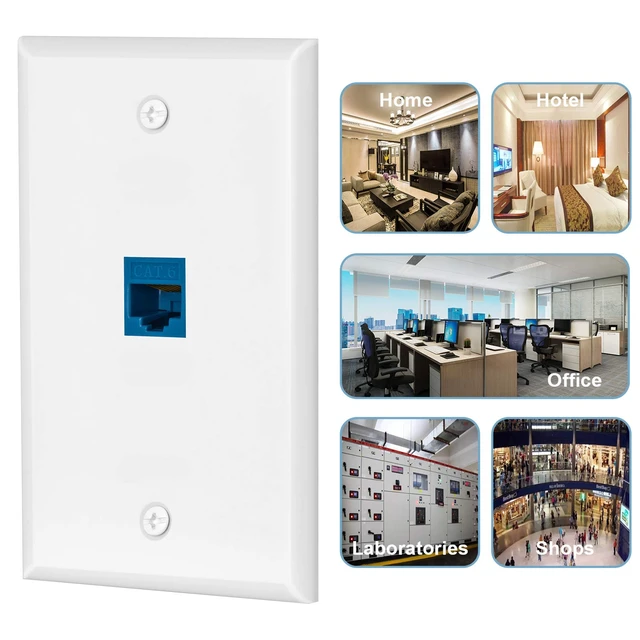 Alt view image 4 of 5 - cat6 Ethernet Wall Plate Outlet 1 Port RJ45 Network Female to Female Keystone wall Coupler Jack Plate (1 Cat6 5 Packs, Blue)