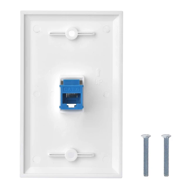 Alt view image 5 of 5 - cat6 Ethernet Wall Plate Outlet 1 Port RJ45 Network Female to Female Keystone wall Coupler Jack Plate (1 Cat6 5 Packs, Blue)