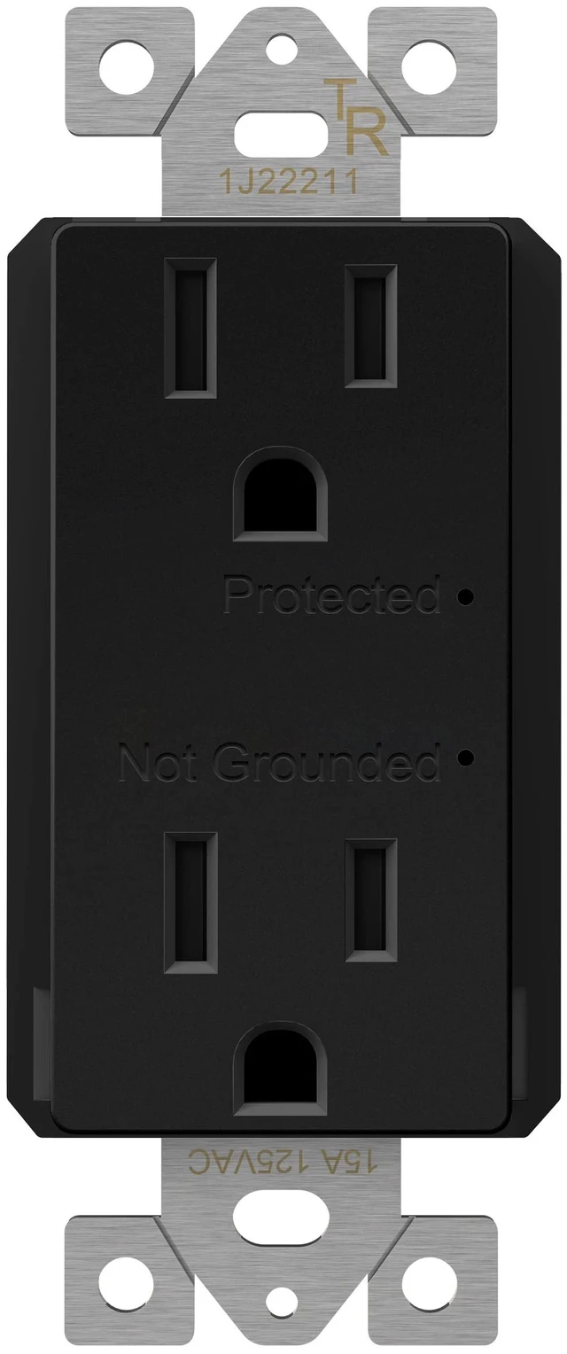 Main image of 15A Surge Protector Receptacle, Tamper-Resistant Wall Outlet, 15A Self-Grounding, UL Listed, Matte Black, 1500 Joules, Child Safe, Durable And Heat Resistant, Easy Installation
