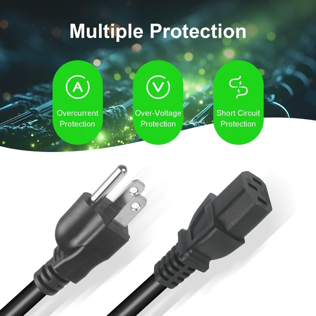 Alt view image 4 of 6 - 8.2FT Power Cord for Peloton and Superfit Treadmills 3-Prong 14AWG Heavy Duty Cable Compatible with Computers Copier Cable Extension