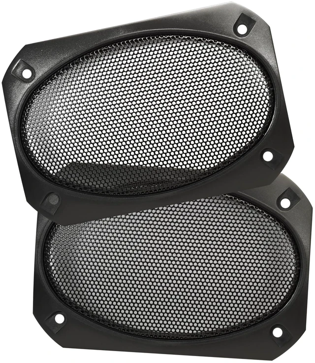 Main image of Speaker Grill Cover, 4 x 6 Inches, Black Satin A.B.S. Finish with Metal Mesh, Pair
