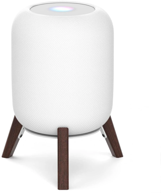 Main image of Wood Table Stand for HomePod 1 and Homepod 2 Speaker, Anti-Slip Wooden Desk Stands Compatible with Homepod 1st & 2nd Desktop Tripod Stand Holder, White