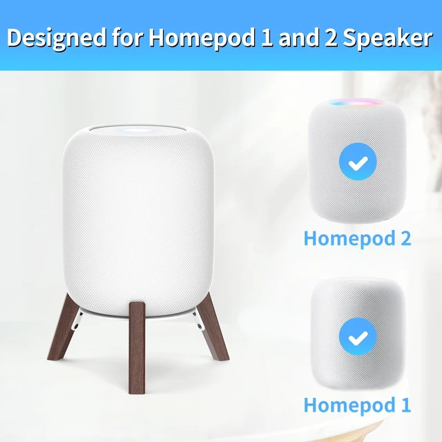 Alt view image 2 of 5 - Wood Table Stand for HomePod 1 and Homepod 2 Speaker, Anti-Slip Wooden Desk Stands Compatible with Homepod 1st & 2nd Desktop Tripod Stand Holder, White