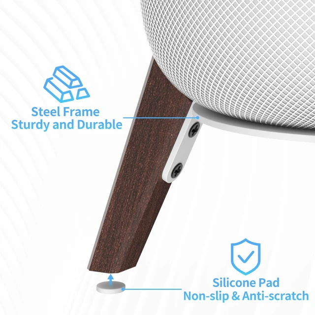 Alt view image 3 of 5 - Wood Table Stand for HomePod 1 and Homepod 2 Speaker, Anti-Slip Wooden Desk Stands Compatible with Homepod 1st & 2nd Desktop Tripod Stand Holder, White