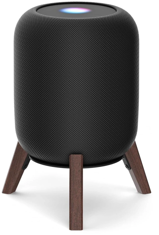 Main image of Table Wood Stand for HomePod 2nd Gen Speaker with Dust-Proof Cover, Anti-Slip Wooden Desktop Speaker Stand Compatible with Homepod 2 Wood Tripod Holder with Sturdy Metal Frame, Black