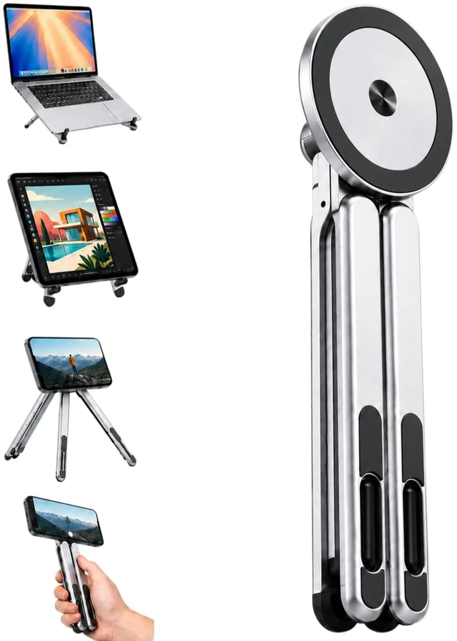 Main image of 4-in-1 Foldable Laptop Stand & Riser, Tablet Stand, Magnetic Phone Holder