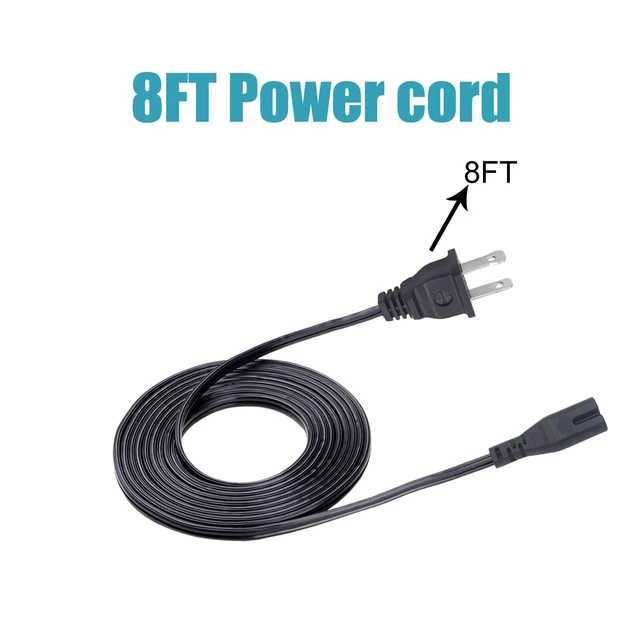 Alt view image 6 of 6 - 8ft Power Cord for HP Envy pro 6455 6420 6458 6452 6475 All-in-one Printer Replacement 2 Prong Power Cord Cable