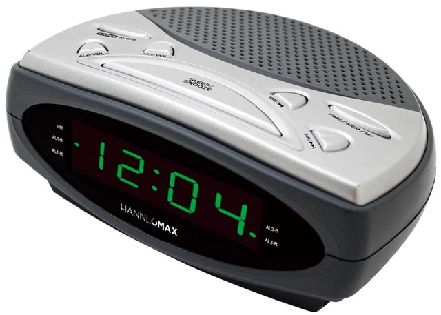 Main image of HX-137CR Alarm Clock Radio, 0.9 Green LED Display (Grey) AM/FM Radio, Digital Clock, Dual Alarm