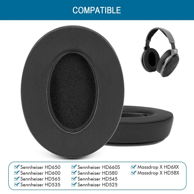 Alt view image 2 of 7 - Earpads for Sennheiser HD650/HD600/HD660S/HD545/HD525/HD535 Headphones, Velour Ear Pads Cushions Replacement for Massdrop X HD6XX/HD58X and HD580/HD565 Jubilee Headset (Cooling-Gel Black)