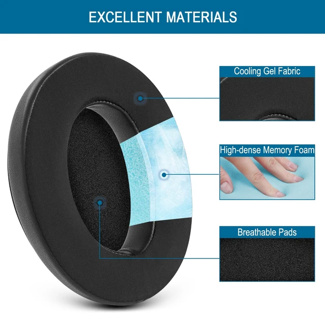 Alt view image 3 of 7 - Earpads for Sennheiser HD650/HD600/HD660S/HD545/HD525/HD535 Headphones, Velour Ear Pads Cushions Replacement for Massdrop X HD6XX/HD58X and HD580/HD565 Jubilee Headset (Cooling-Gel Black)