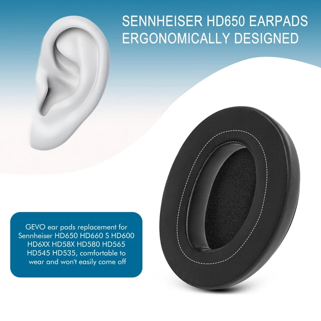 Alt view image 5 of 7 - Earpads for Sennheiser HD650/HD600/HD660S/HD545/HD525/HD535 Headphones, Velour Ear Pads Cushions Replacement for Massdrop X HD6XX/HD58X and HD580/HD565 Jubilee Headset (Cooling-Gel Black)