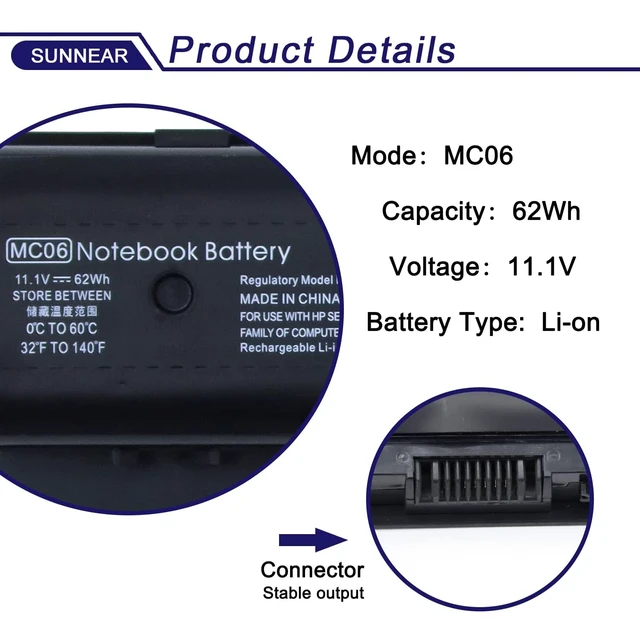 Alt view image 2 of 6 - MC06 Laptop Battery Replacement for Hp Envy M7-N000 M7-N100 15-AE100 17-N000 17-R000 M7-n109d M7-n011dx Series 804073-851 805095-001 806953-851 MC06062 N2L86AA TPN-C123 HSTNN-PB6L