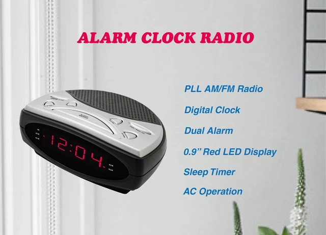 Alt view image 2 of 5 - HX-137CR Alarm Clock Radio, 0.9 Red LED Display (Black) AM/FM Radio, Digital Clock, Dual Alarm