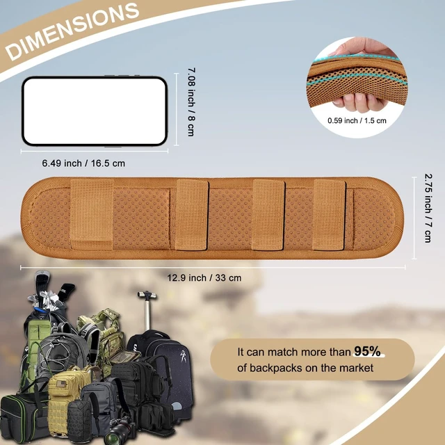 Alt view image 2 of 6 - 2-Pack Universal Shoulder Pad with Ultra Thick Cushion for Bag Luggage Bag Crossbody, Plus Long & Anti-Slip & Breathable,Khaki