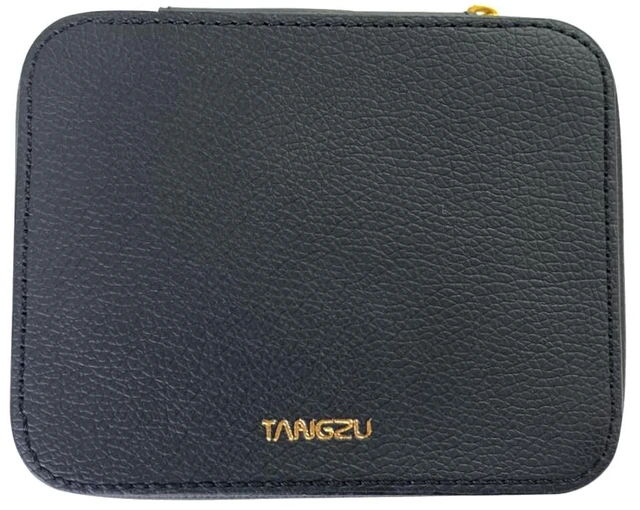 Main image of Leather Earphone Case, Water-Resistant Portable Earbuds Storage Case for Earphones, Audio Accessories, Eartips and Cables, Black