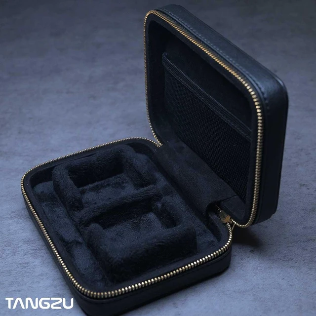 Alt view image 4 of 7 - Leather Earphone Case, Water-Resistant Portable Earbuds Storage Case for Earphones, Audio Accessories, Eartips and Cables, Black