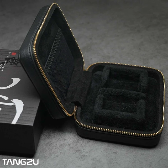 Alt view image 3 of 7 - Leather Earphone Case, Water-Resistant Portable Earbuds Storage Case for Earphones, Audio Accessories, Eartips and Cables, Black
