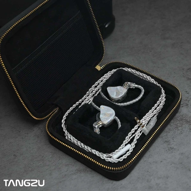 Alt view image 6 of 7 - Leather Earphone Case, Water-Resistant Portable Earbuds Storage Case for Earphones, Audio Accessories, Eartips and Cables, Black