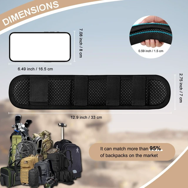 Alt view image 2 of 6 - 2-Pack Universal Shoulder Pad with Ultra Thick Cushion for Bag Luggage Bag Crossbody, Plus Long & Anti-Slip & Breathable,Black