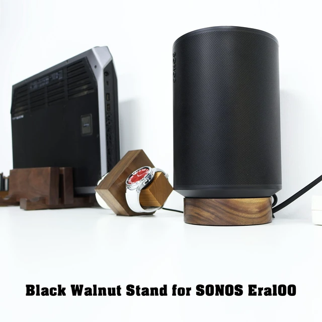 Alt view image 5 of 7 - Wooden Desk Stand for Sonos Era 100 and Sonos Era100 SL Desktop Speaker Stand Holder - Sonos Era 100 SL Stand for Table, The Stand can Store the Power Cord to Make the Desktop Clean