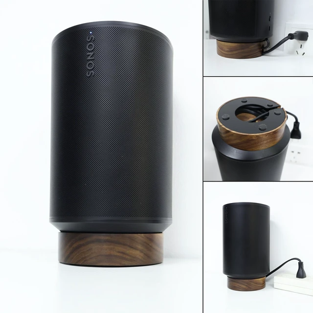 Alt view image 6 of 7 - Wooden Desk Stand for Sonos Era 100 and Sonos Era100 SL Desktop Speaker Stand Holder - Sonos Era 100 SL Stand for Table, The Stand can Store the Power Cord to Make the Desktop Clean