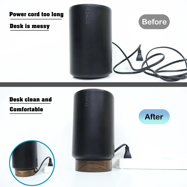 Alt view image 7 of 7 - Wooden Desk Stand for Sonos Era 100 and Sonos Era100 SL Desktop Speaker Stand Holder - Sonos Era 100 SL Stand for Table, The Stand can Store the Power Cord to Make the Desktop Clean
