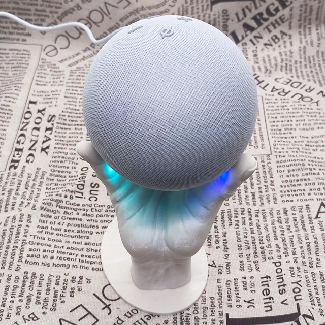 Alt view image 3 of 7 - Hand Style Table Stand Holder Compatible with Alexa Smart Speaker Echo Dot (4th and 5th gen)(Off White)