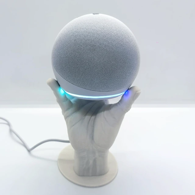 Alt view image 5 of 7 - Hand Style Table Stand Holder Compatible with Alexa Smart Speaker Echo Dot (4th and 5th gen)(Off White)