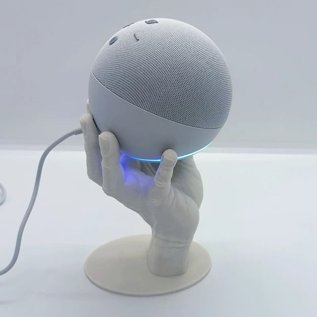 Alt view image 6 of 7 - Hand Style Table Stand Holder Compatible with Alexa Smart Speaker Echo Dot (4th and 5th gen)(Off White)