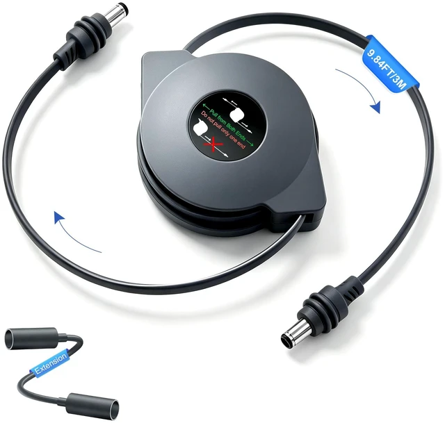 Main image of Starlink Mini Power Cable 9.84FT/3M, Retractable Flat Starlink Mini DC Power Cord, Male-to-Male Waterproof Cable, StarlinkMini Accessories, Ideal for Cars, RVs, Trucks, Camping, and Travel